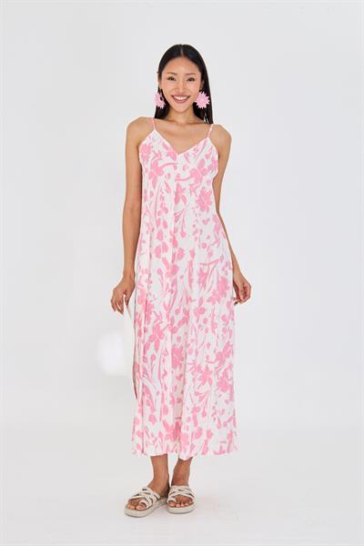 Ayarlanabilir Askılı Desenli Elbise