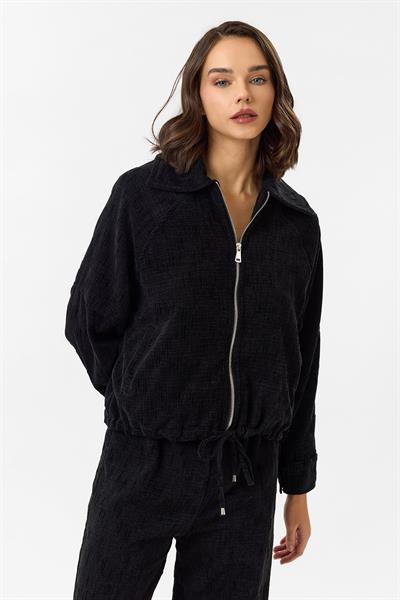 Fermuarlı Bağlamalı Şönil Ceket