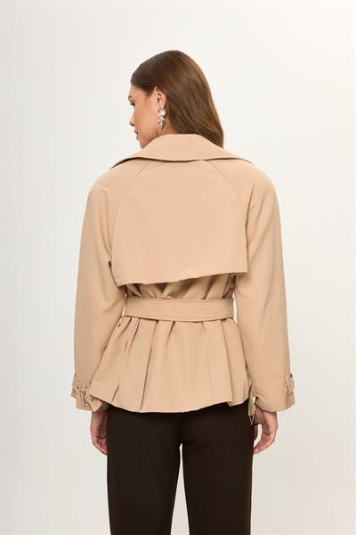 Pileli Kısa Trençkot