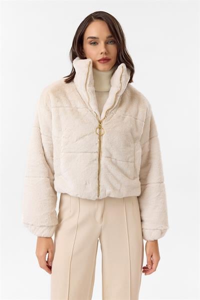 Fleto Cepli Kapitone Peluş Mont