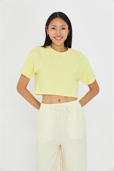 Bisiklet Yaka Crop Tişört