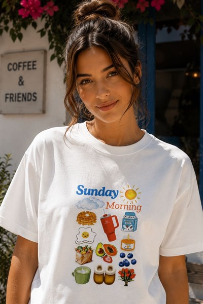 Sunday Baskılı Tişört
