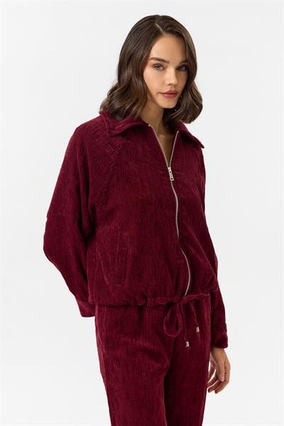 Fermuarlı Bağlamalı Şönil Ceket