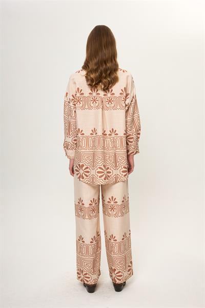 Yaprak Desenli Pamuklu Pantolon