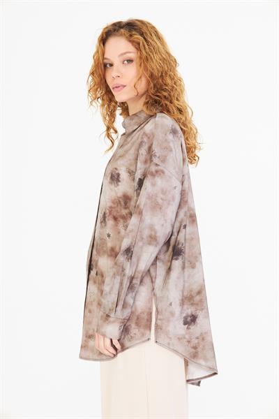 Baskılı Taşlı Modal Gömlek 