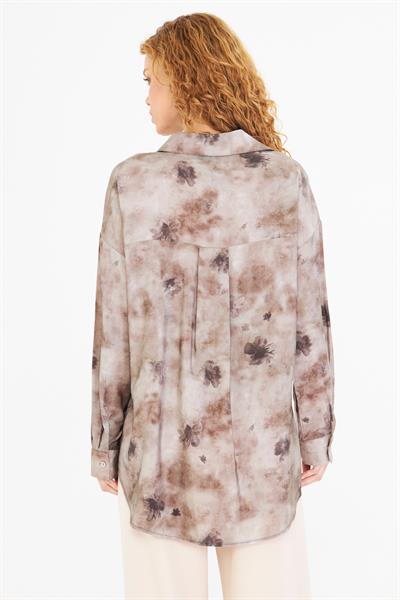 Baskılı Taşlı Modal Gömlek 