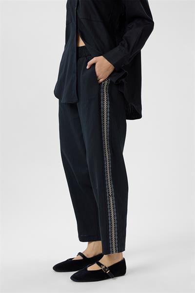 Nakışlı Keten Karışımlı Pantolon