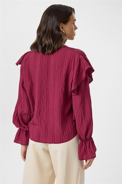 Volanlı Çizgili Bluz