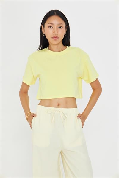 Bisiklet Yaka Crop Tişört