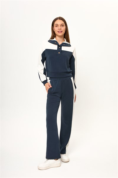 Dik Yaka Çıtçıtlı Modal Sweatshirt