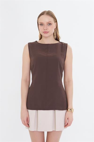 Beli İpli Yırtmaçlı Modal Bluz 