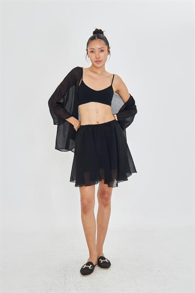 Beli Lastikli Kırışık Şort Etek