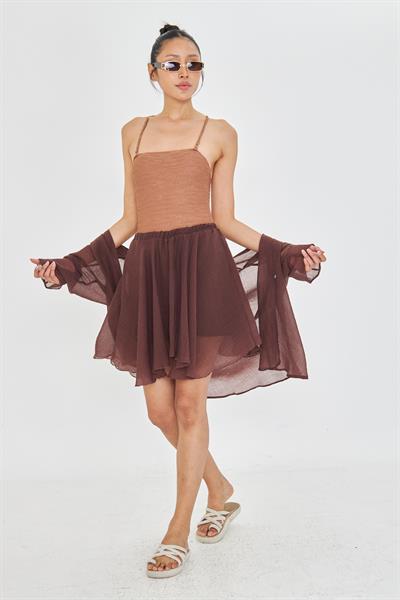 Beli Lastikli Kırışık Şort Etek