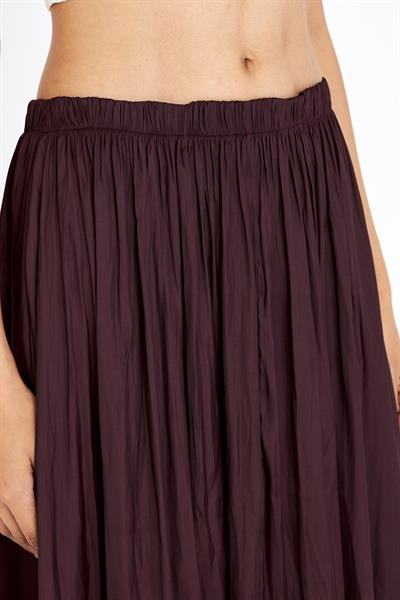 Beli Lastikli Kraşlı Uzun Saten Etek