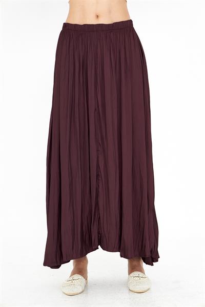 Beli Lastikli Kraşlı Uzun Saten Etek