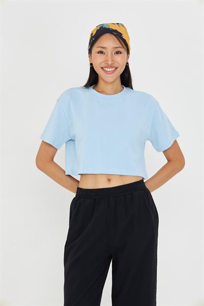 Bisiklet Yaka Crop T-Shirt