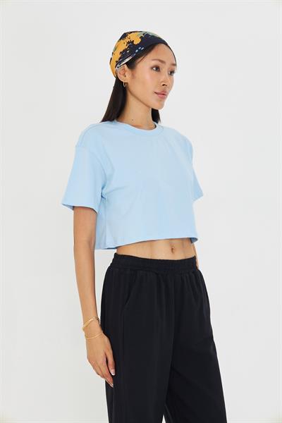 Bisiklet Yaka Crop T-Shirt