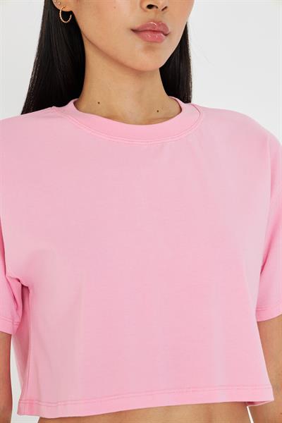 Bisiklet Yaka Crop T-Shirt
