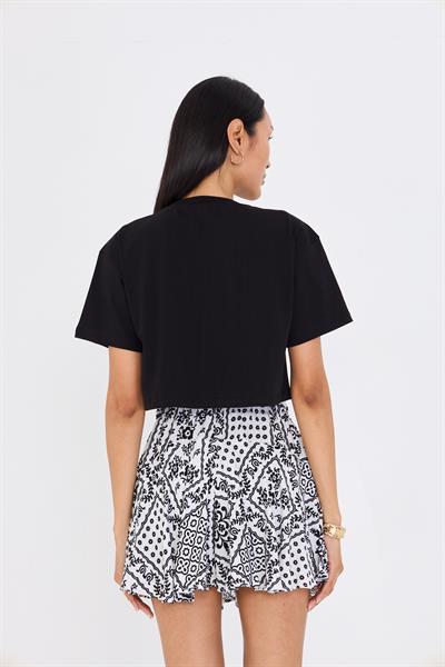 Bisiklet Yaka Crop T-shirt