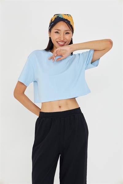 Bisiklet Yaka Crop T-Shirt