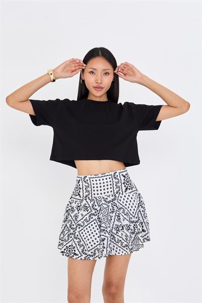 Bisiklet Yaka Crop T-shirt