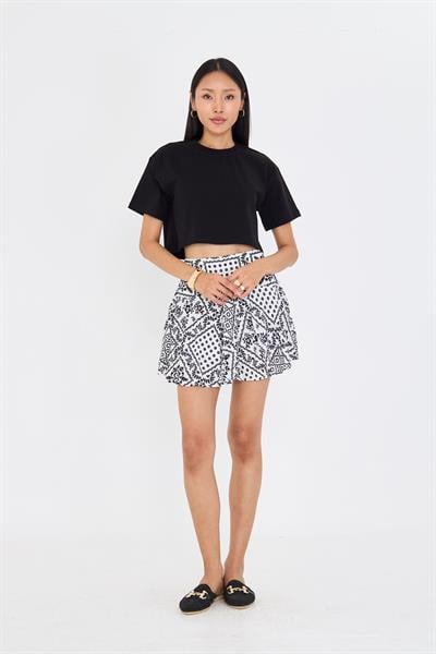 Bisiklet Yaka Crop T-shirt