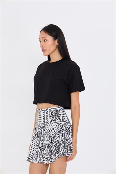 Bisiklet Yaka Crop T-shirt
