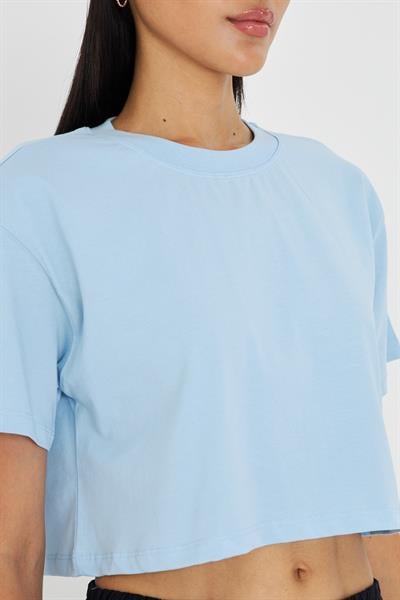 Bisiklet Yaka Crop T-Shirt
