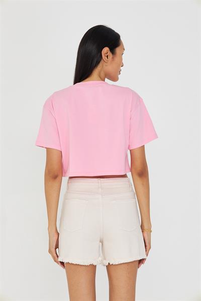 Bisiklet Yaka Crop T-Shirt