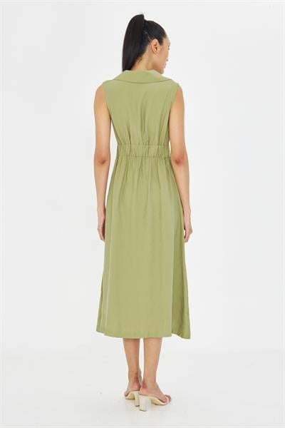 Çift Düğmeli Sıfır Kol Elbise