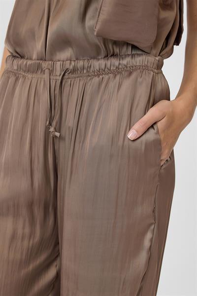 Kraşlı Saten Pantolon - Siyah