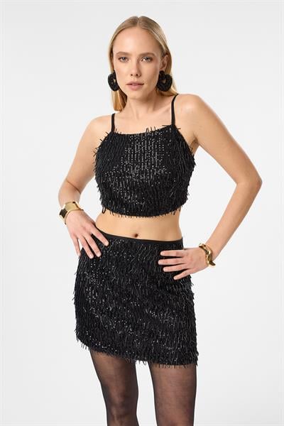 Boncuklu Kısa Etek