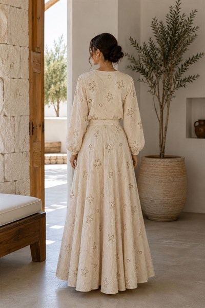 Nakış Detaylı Balon Kol Kimono