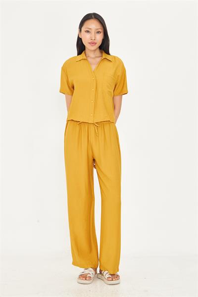 Cepli Kısa Keten Görünümlü Gömlek