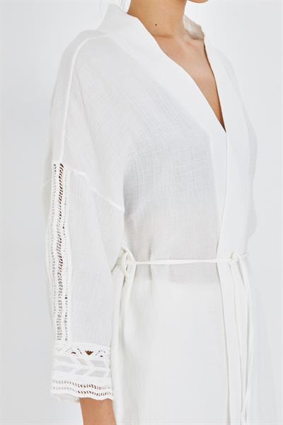 Şerit Detaylı Müslin Kimono