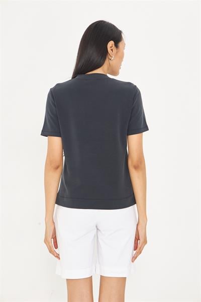V Yaka Oversize Modal T-shirt - Siyah