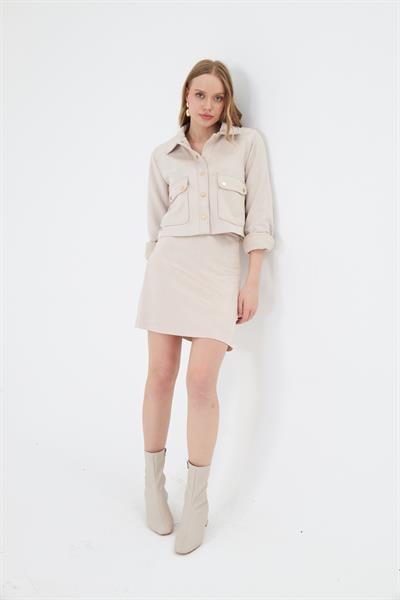 Cepli Çıtçıtlı Süet Ceket 