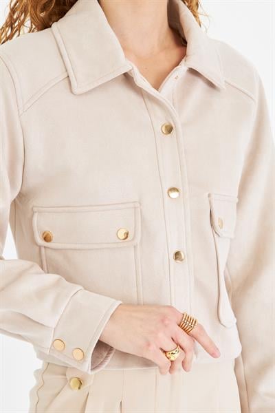 Cepli Çıtçıtlı Süet Ceket 