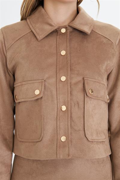 Cepli Çıtçıtlı Süet Ceket 