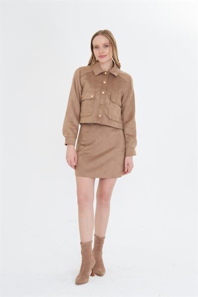 Cepli Çıtçıtlı Süet Ceket 