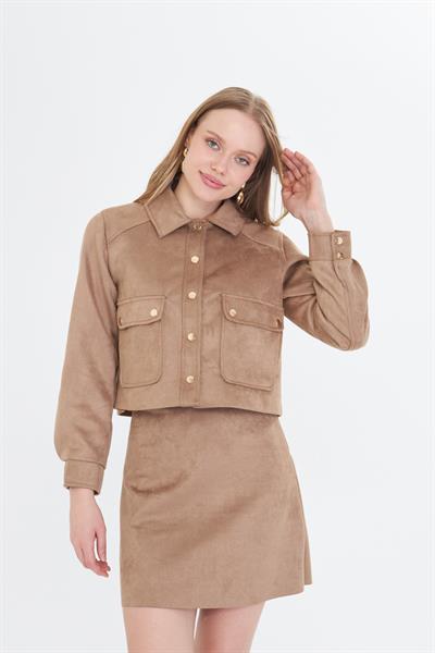 Cepli Çıtçıtlı Süet Ceket 