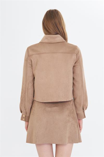Cepli Çıtçıtlı Süet Ceket 
