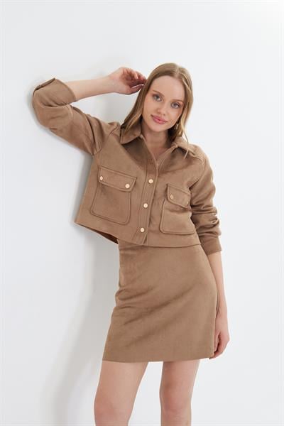 Cepli Çıtçıtlı Süet Ceket 