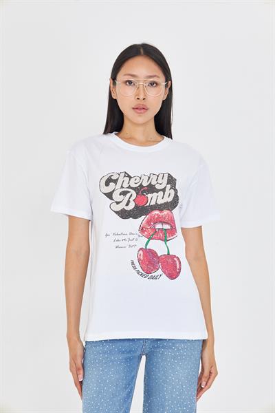 Cherry Bomb Yıkamalı T-Shirt