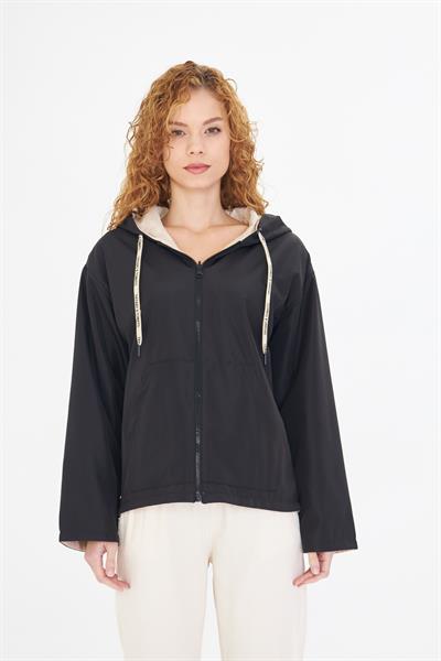 Çift Taraflı Suya Dayanıklı Kapüşonlu Mont 