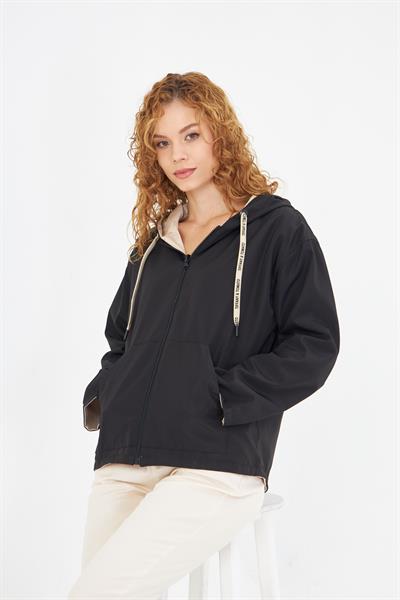 Çift Taraflı Suya Dayanıklı Kapüşonlu Mont 