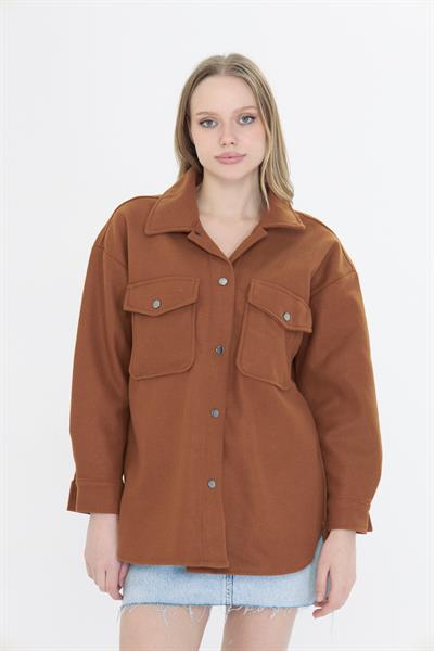 Çıtçıtlı Melanjlı Kaşe Gömlek 