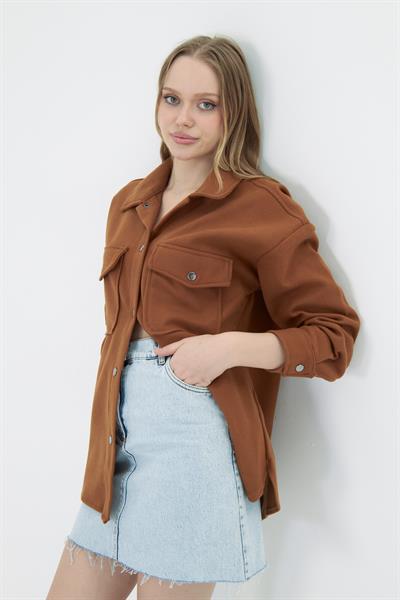 Çıtçıtlı Melanjlı Kaşe Gömlek 