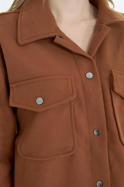 Çıtçıtlı Melanjlı Kaşe Gömlek 