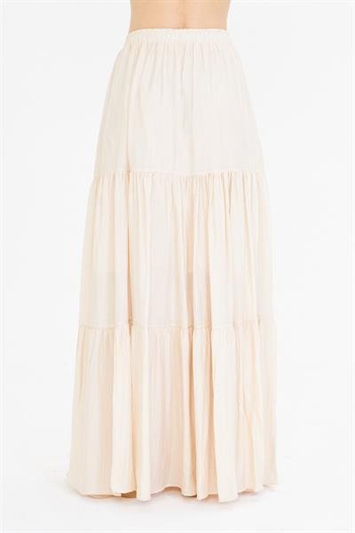 Çizgili Fırfırlı Uzun Etek 